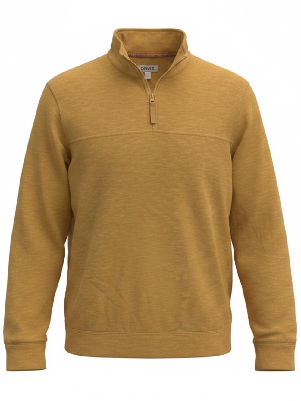 Orvis Mustard Yellow Slub Cotton Quarter-Zip Pullover Sweatshirt - Size M